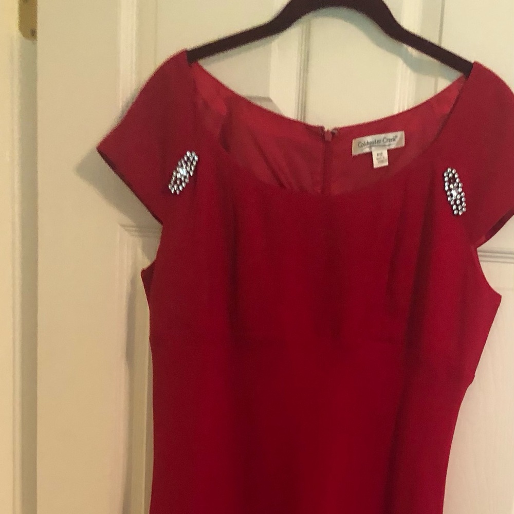 Coldwater Creek red dress with Jewel shoulders